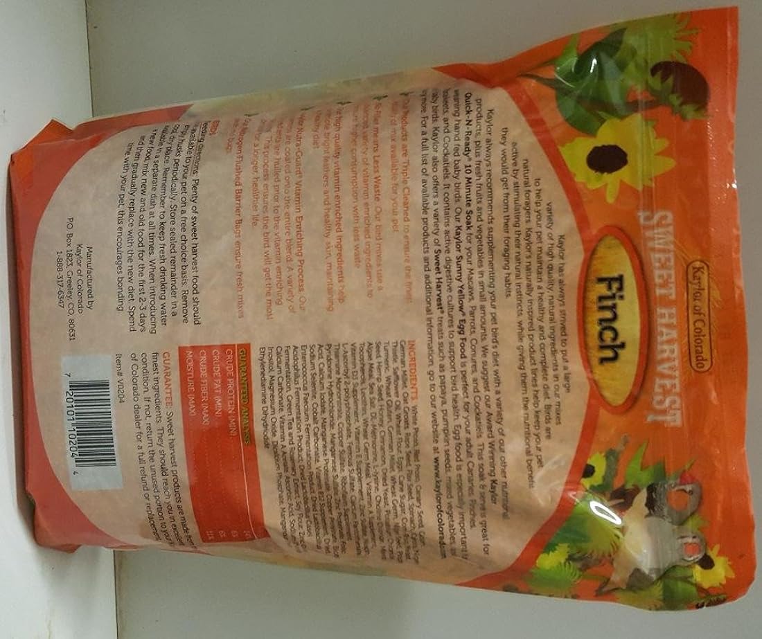 Sweet Harvest Finch Bird Food, bolsa de 4 libras, mezcla.