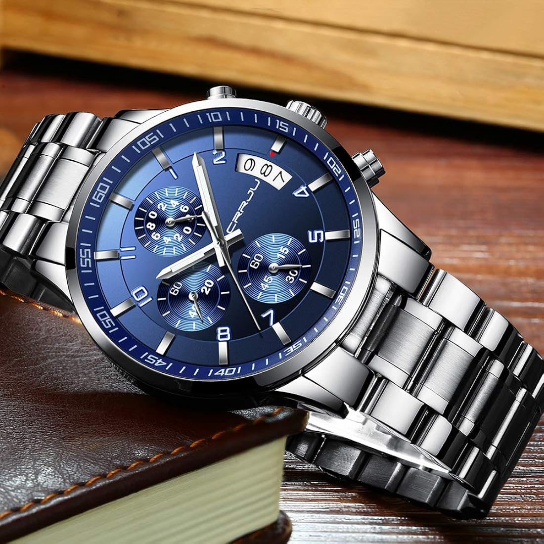 Reloj de pulsera para hombre, resistente al agua CRRJU