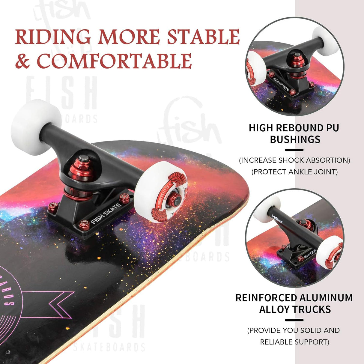 Skateboard Completo 31"x8", Madera de Arce, Doble Kick