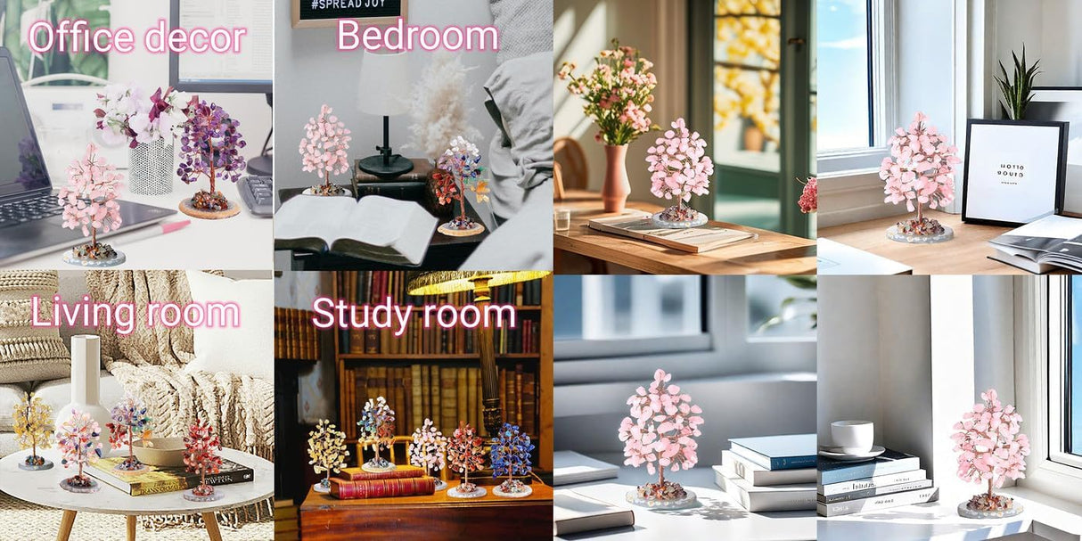 QINJIEJIE Árbol de cristal de cuarzo rosa, cristales