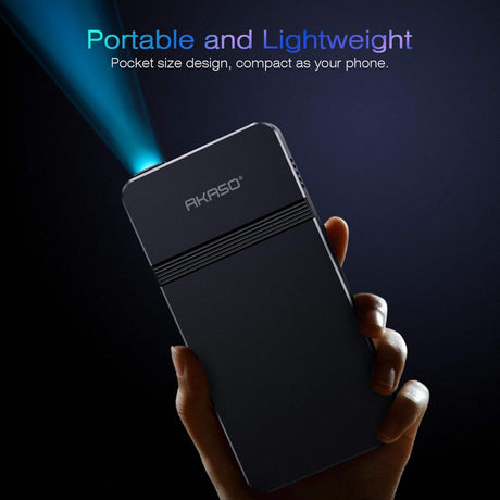 Proyector Mini AKASO DLP 1080P, WiFi, Batería, Control Remoto