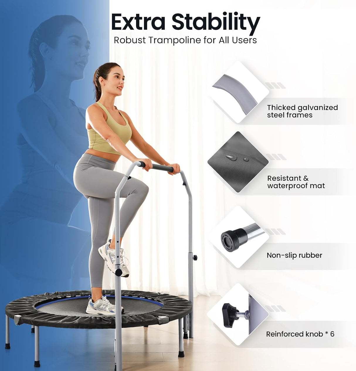 Trampolín Plegable BCAN 40/48 330/440lbs con Manillar Ajustable