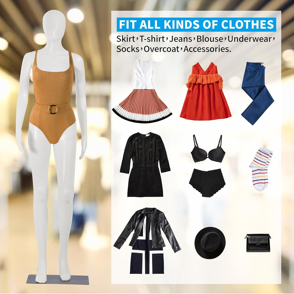 Maniquí Femenino Ajustable con Base de Metal, Modelo 69