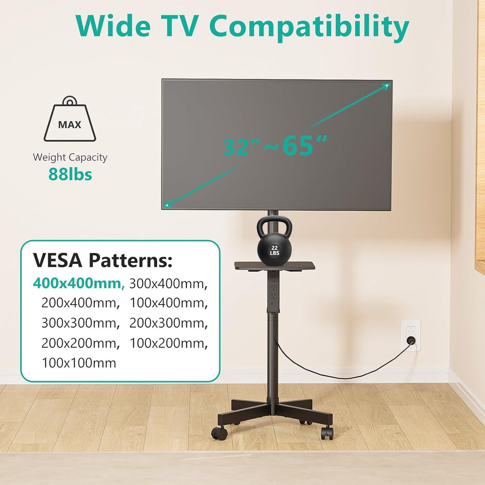 Soporte de TV con ruedas carrito de TV móvil de pantalla