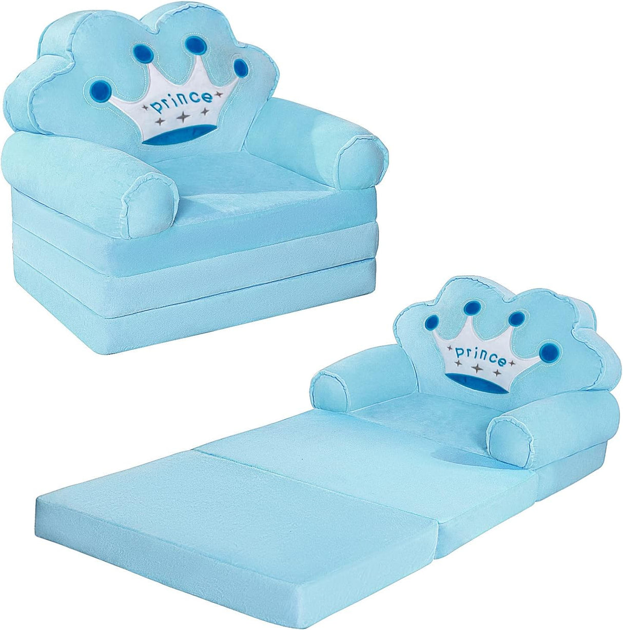 Silla plegable convertible en cama para niña pequeñas, Azul