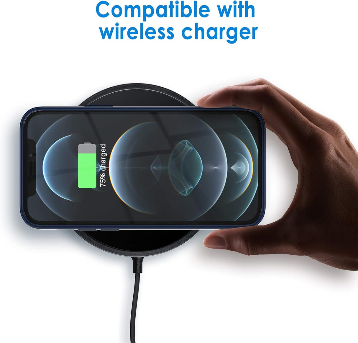 JETech Funda compatible con iPhone 12/12 Pro de 6.1 pulgadas, cubierta a prueba de golpes, parte trasera transparente antiarañazos (azul marino)