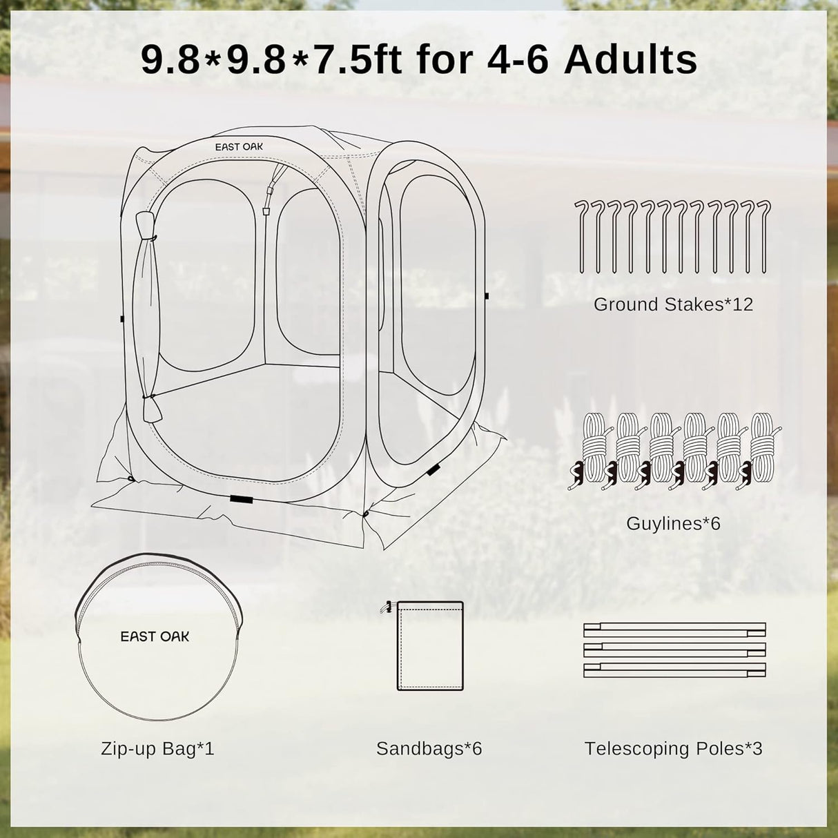 EAST Tienda de Pantalla EAST OAK 10x10 FT Portátil con Bolsa
