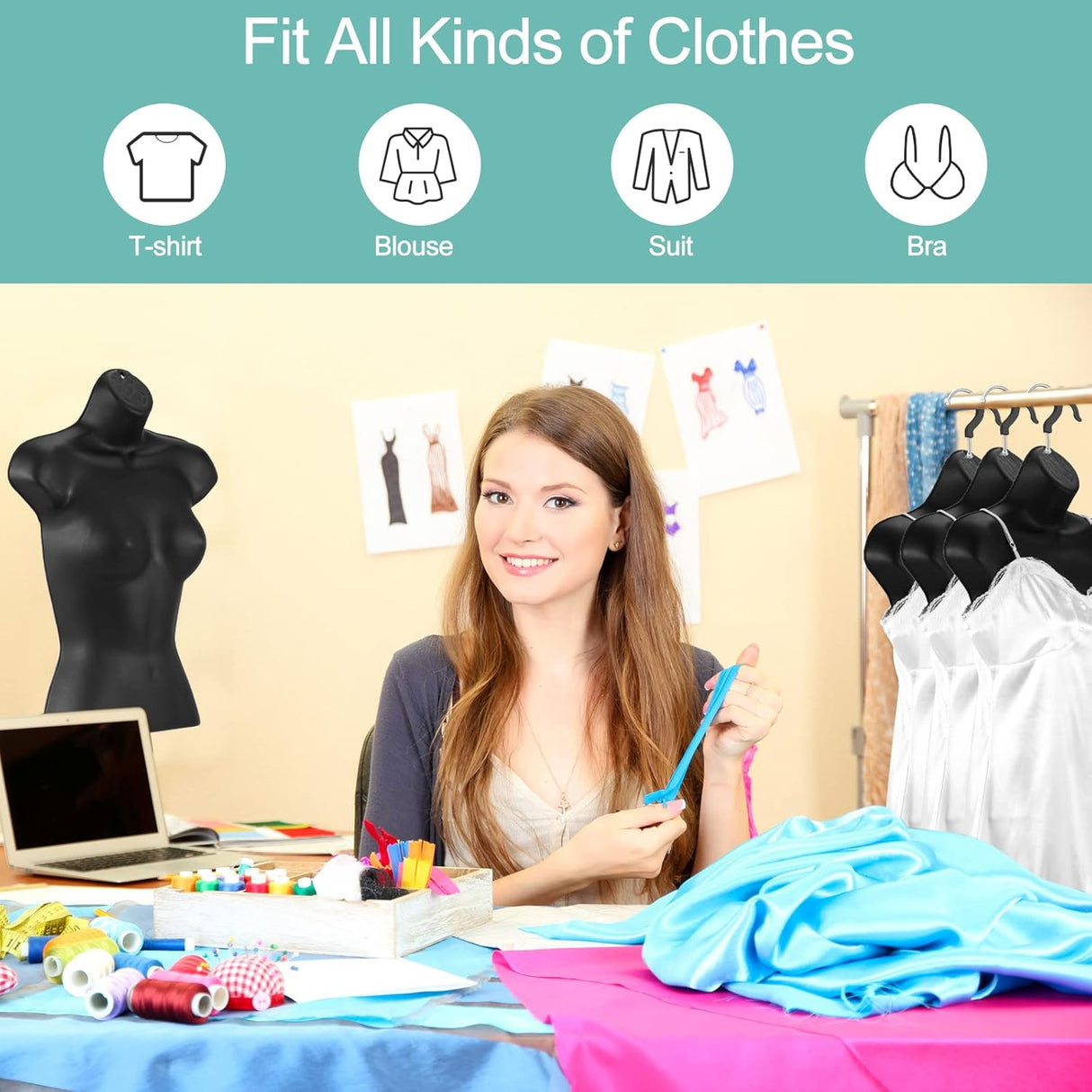 Torso Maniquí Kigley 4 Pcs, S-Medidas, Hueco, Exhibición