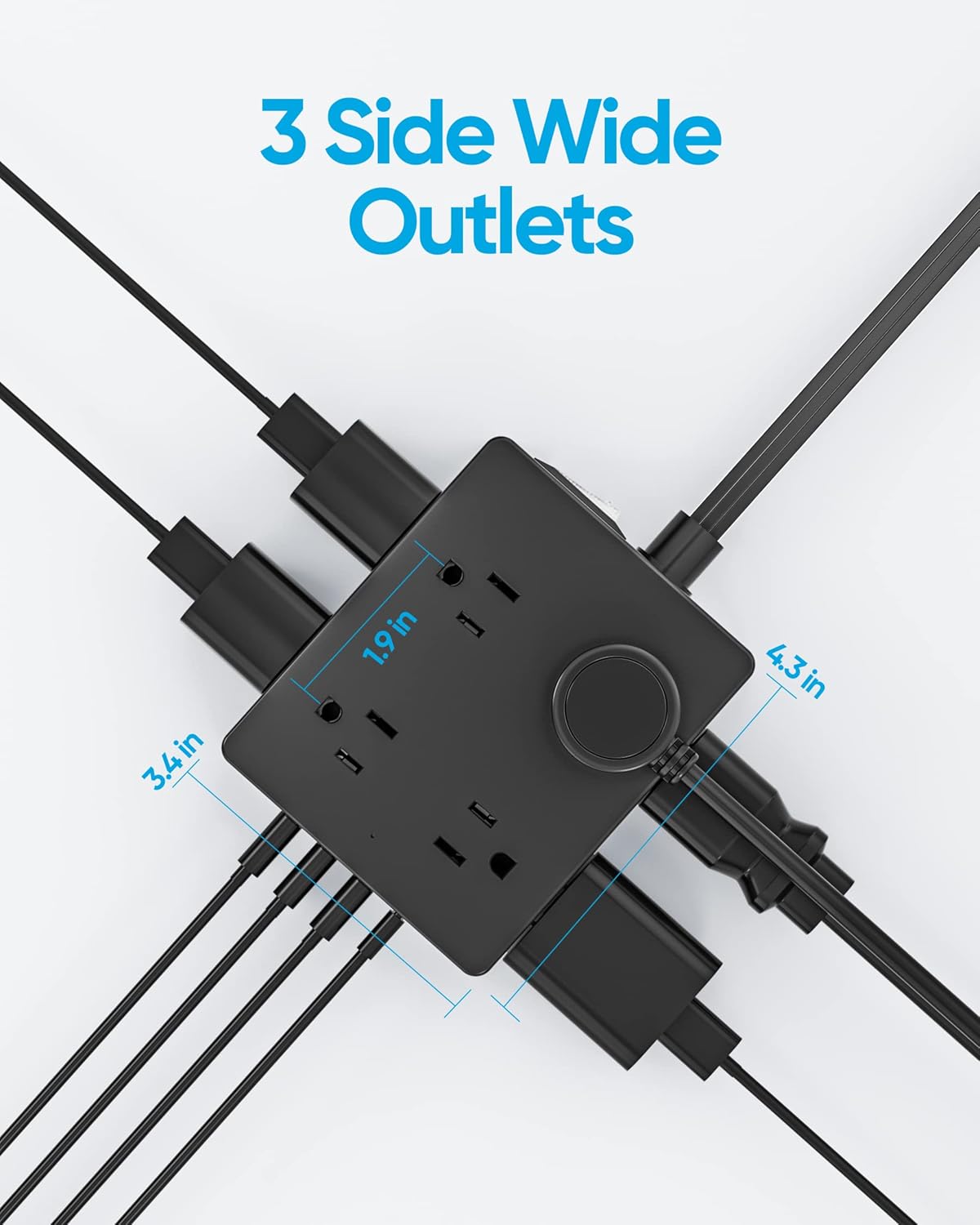 olcorife - Protector de sobretensiones, cable de extensión negro