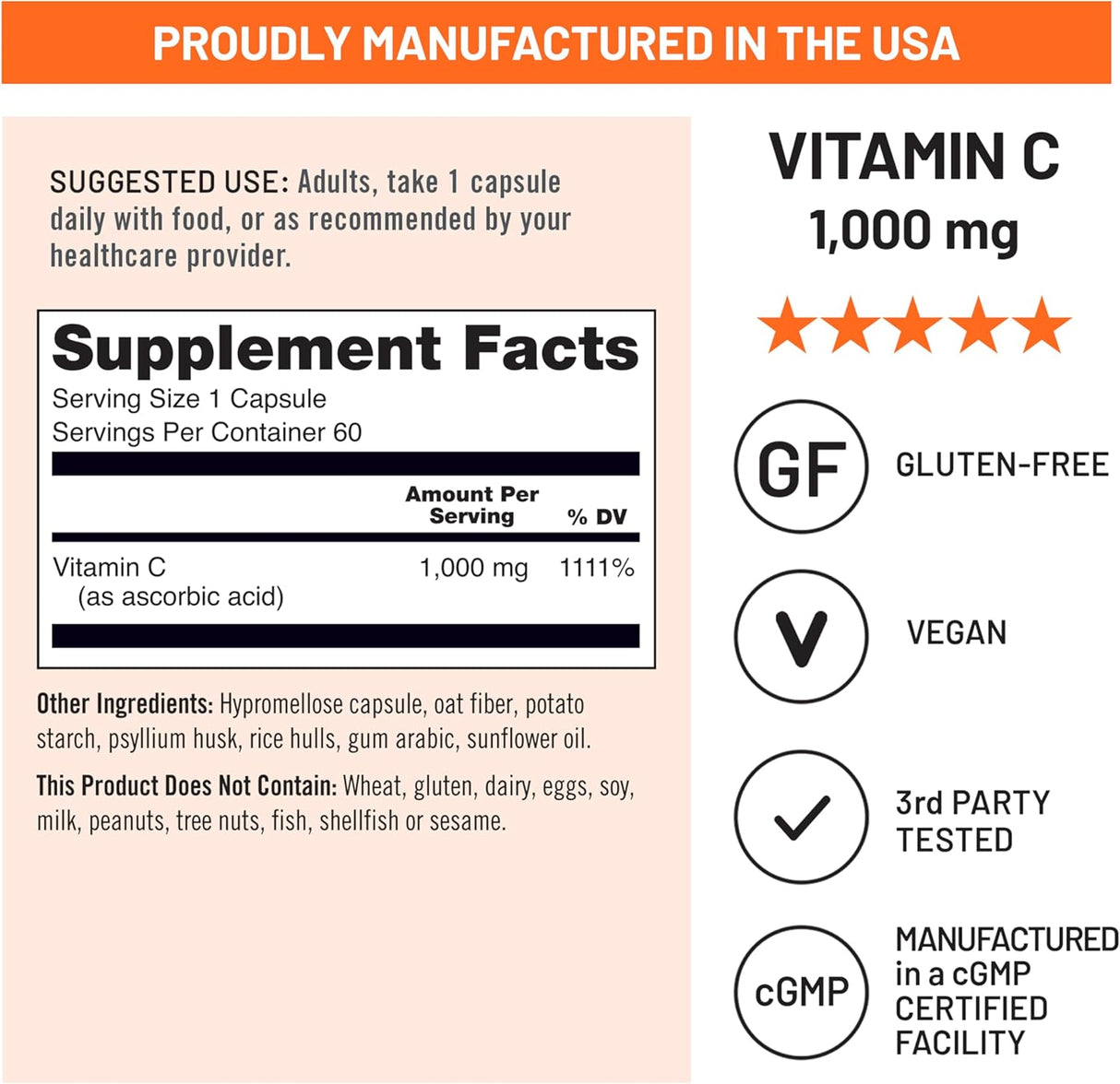 VitaminC 1000mg NatureWise - Vegano, Antioxidante, 60 cápsulas