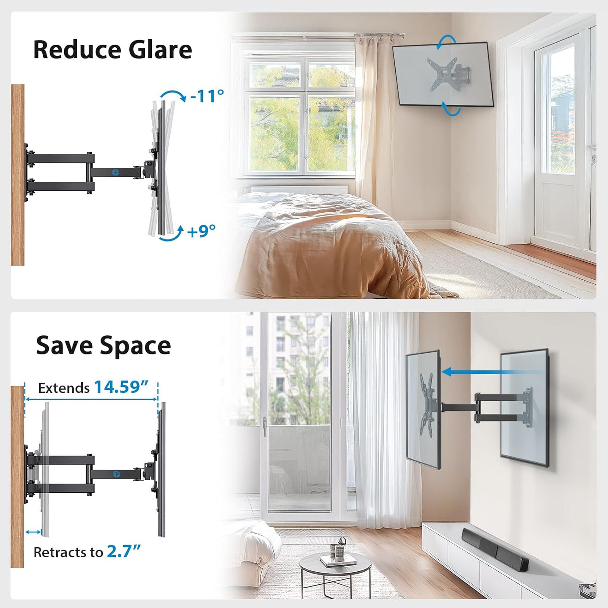Soporte de Pared Articulado Pipishell para TV 13-42, VESA 200x200