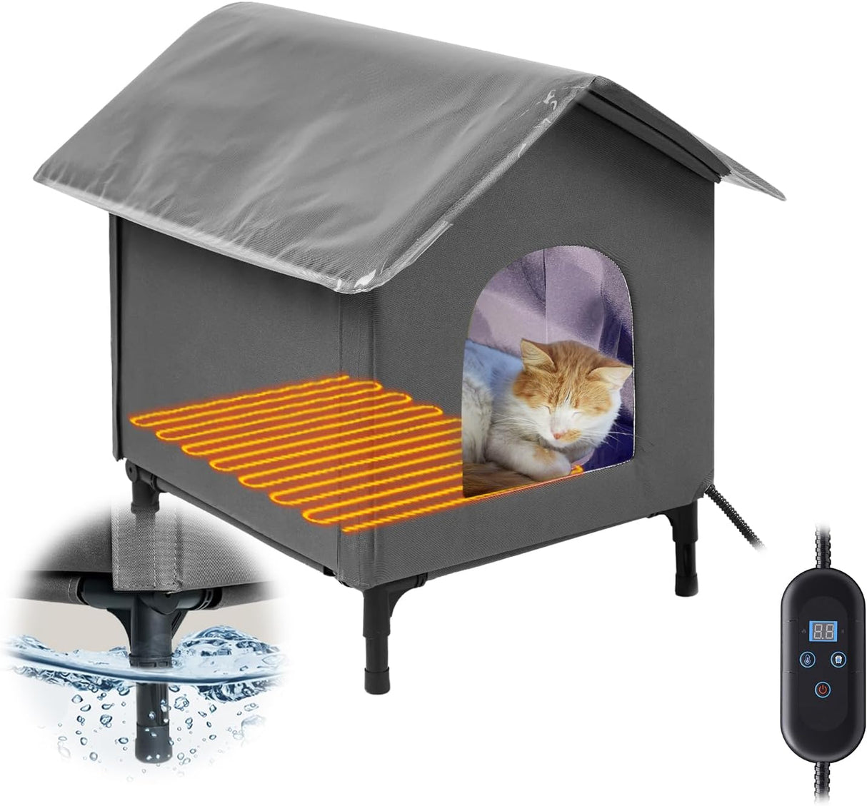 Casa Calentada para Gatos Bestier con Aislamiento y Timer