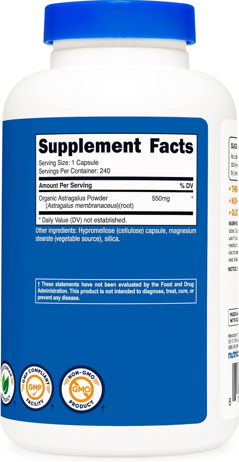 Nutricost Cápsulas de astrágalo de 550 mg, 240 cápsulas