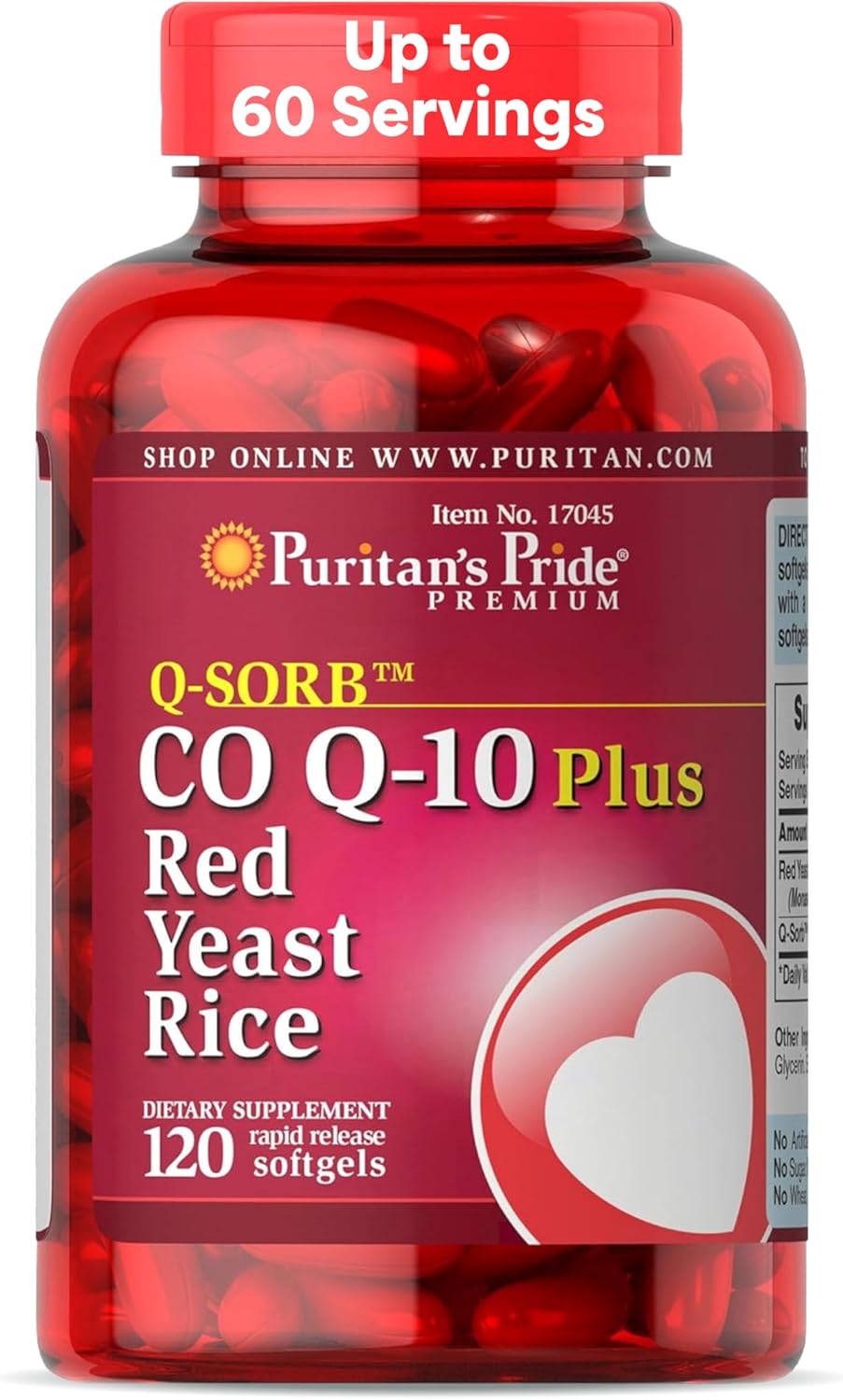 Suplemento Q-Sorb CoQ10 de Puritan's Pride para salud cardíaca y más, 120 cápsulas