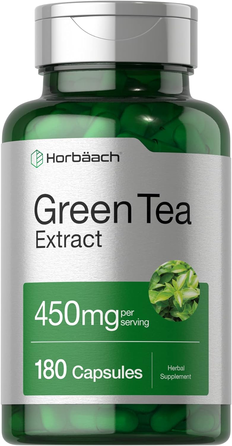Suplemento Horbaach de extracto de té verde de 450 mg 180 u