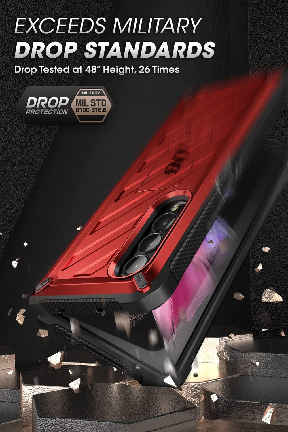 SUPCASE Unicorn Beetle - Funda protectora para Galaxy Z Fold 3 5G (2021), resistente clip para cinturón a prueba de golpes, con protector de pantalla integrado y soporte (roido)