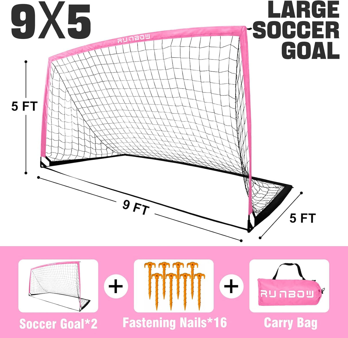 Porteria de futbol super ligera y portátil con red y bolso