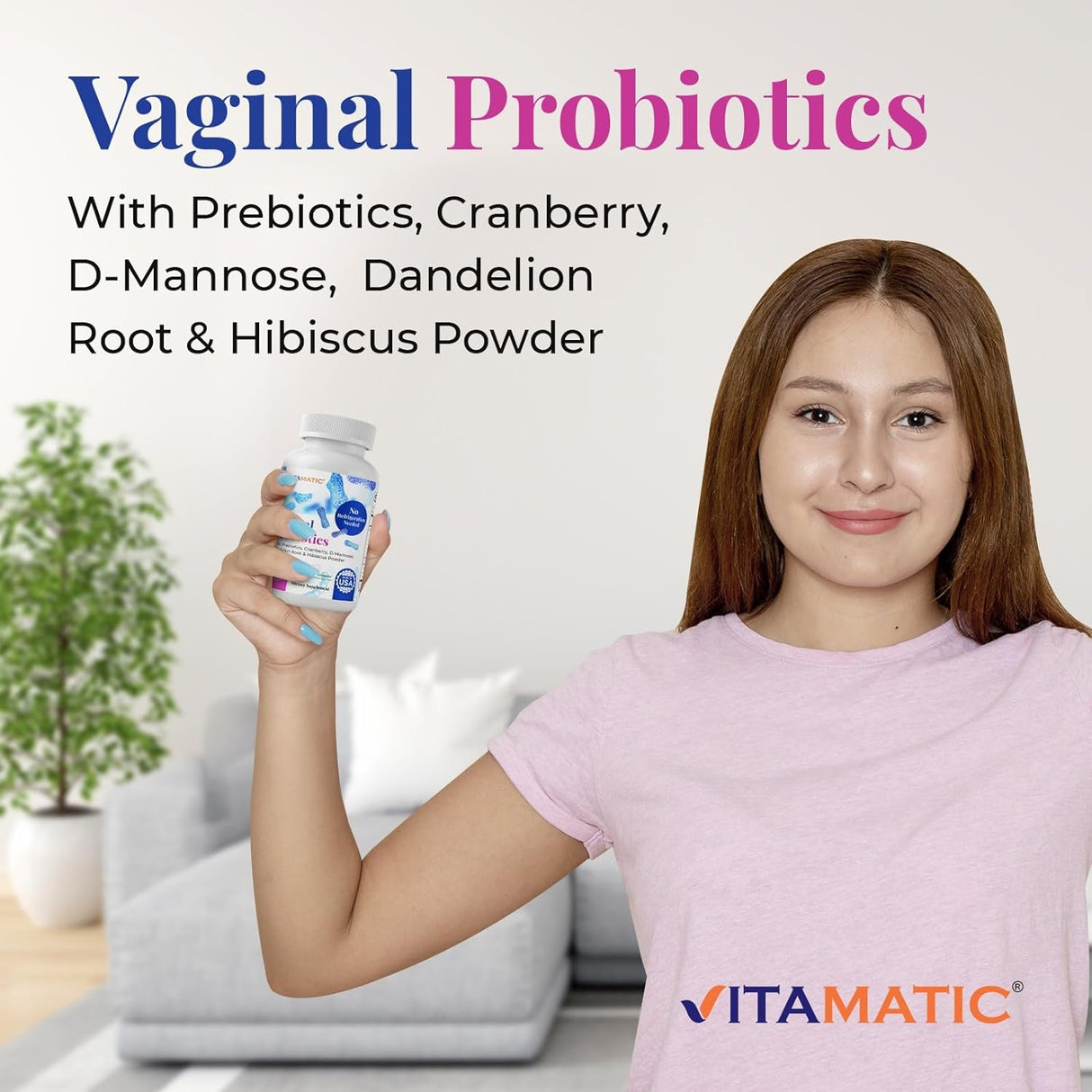 Vitamatic Probióticos vaginales 20 mil millones para mujeres