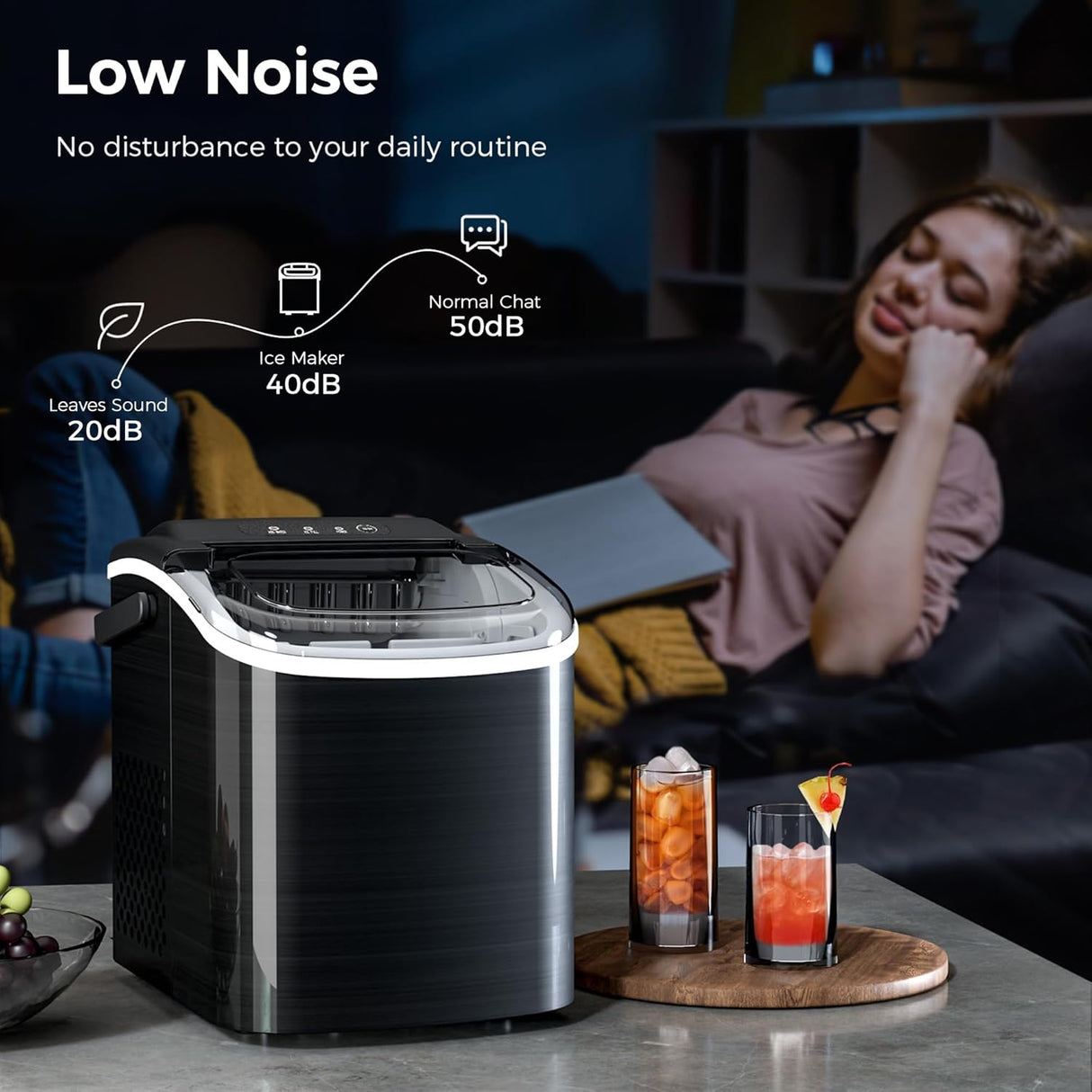 Máquina de Hielo Portátil AGLUCKY, 26.5lbs/24hrs, Autolimpiante