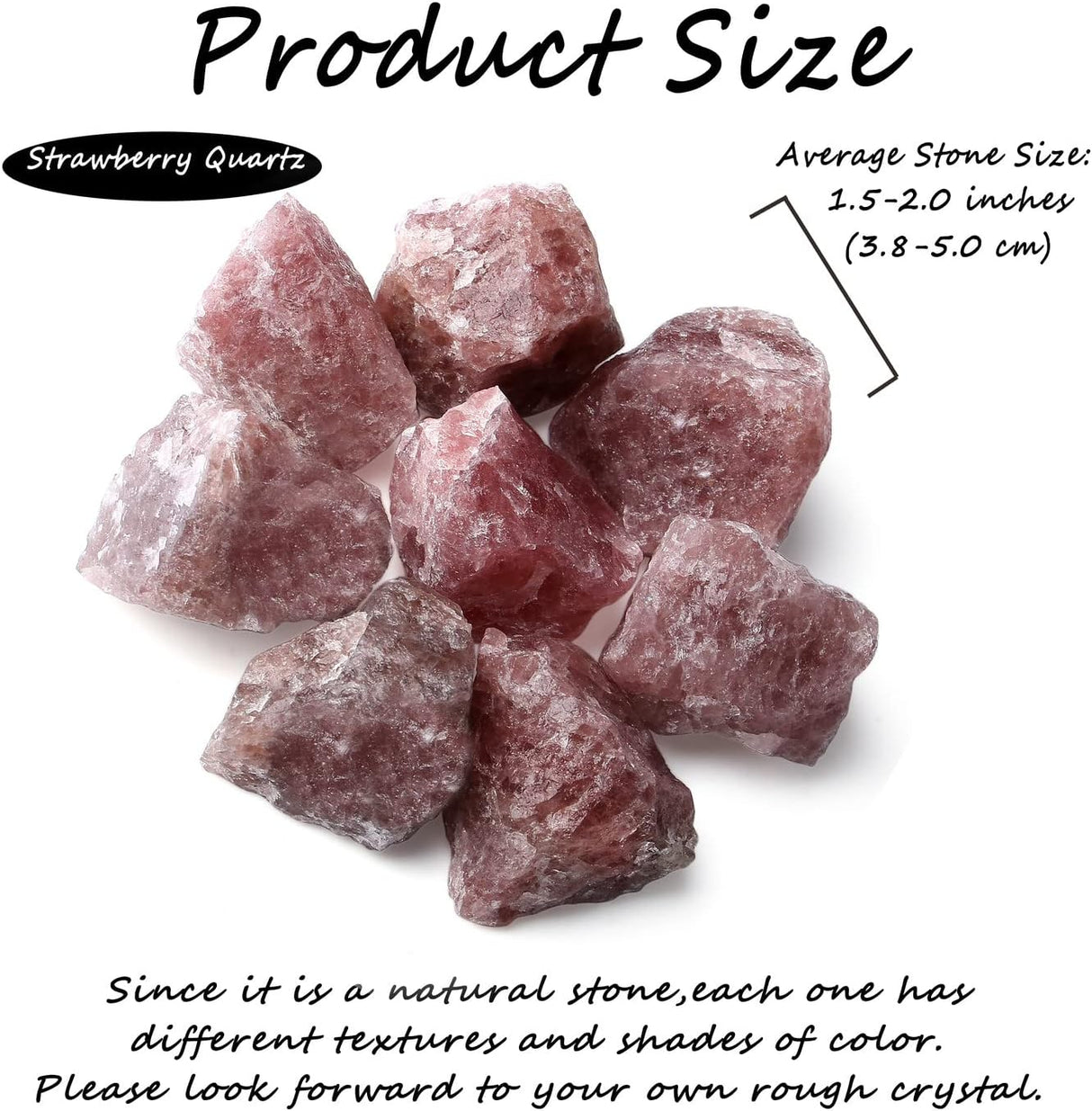 Cristales de cuarzo de fresa de 2 pulgadas, cristales naturales