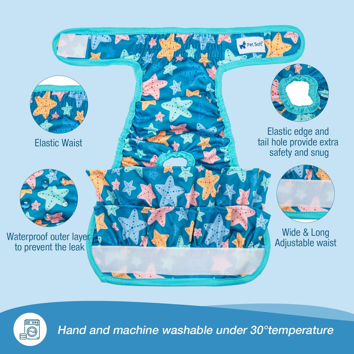 Pet Soft Pañales para perras – Paquete de 3 pañales lavables