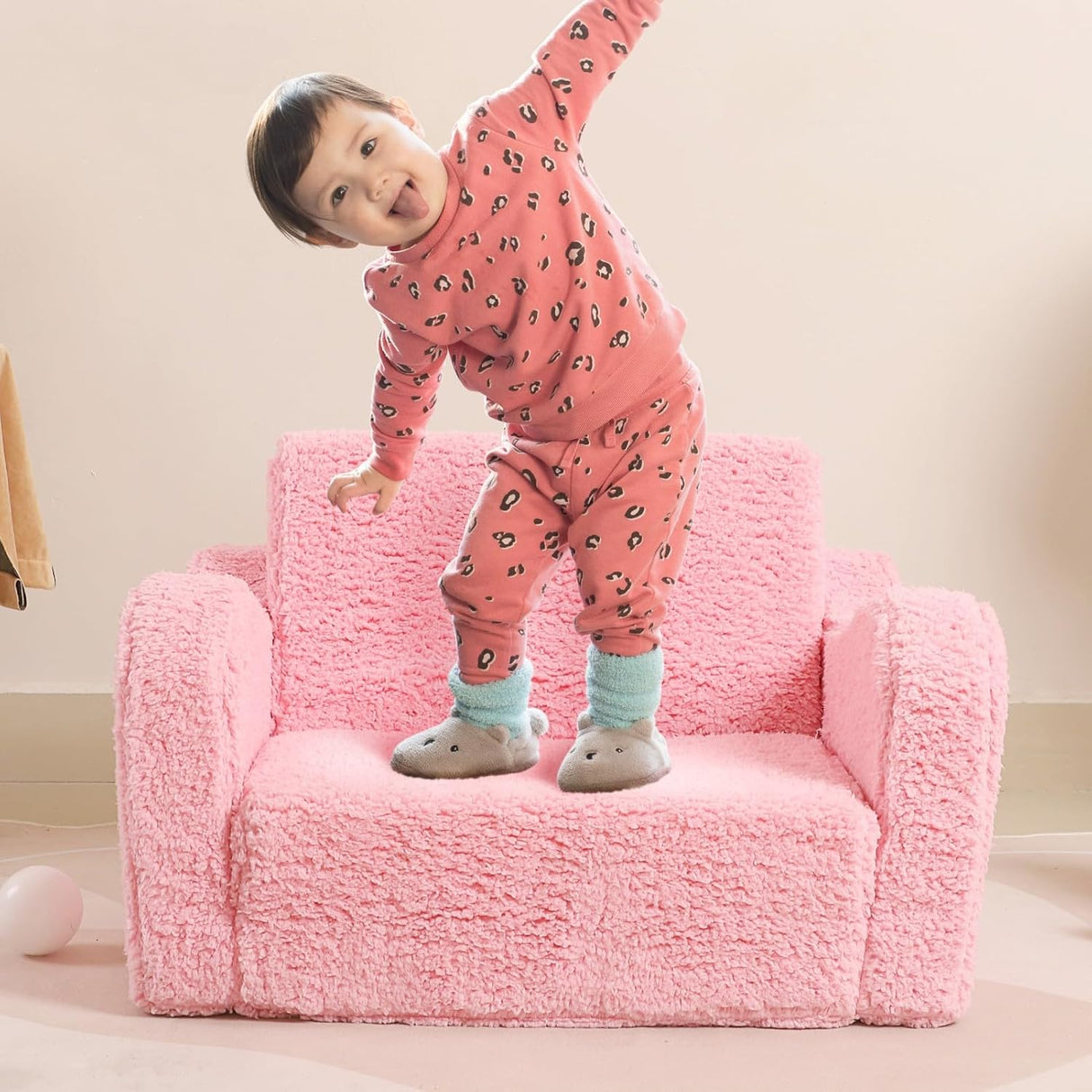 Silla infantil convertible en cama para niños pequeños, Rosa