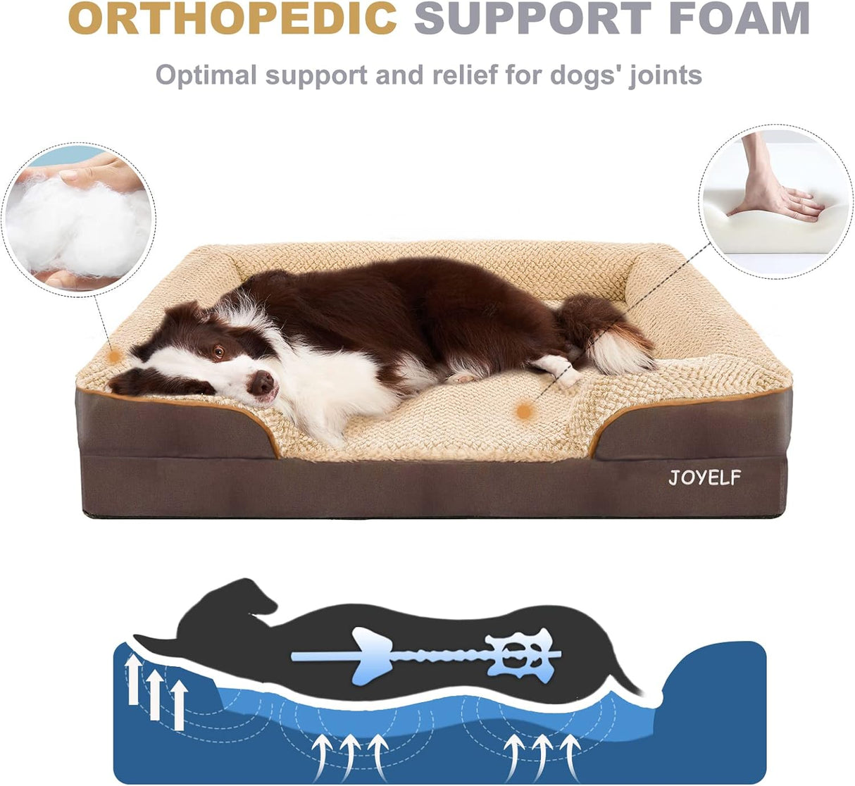 Cama ortopédica para perros grandes JOYELF, espuma, impermeable