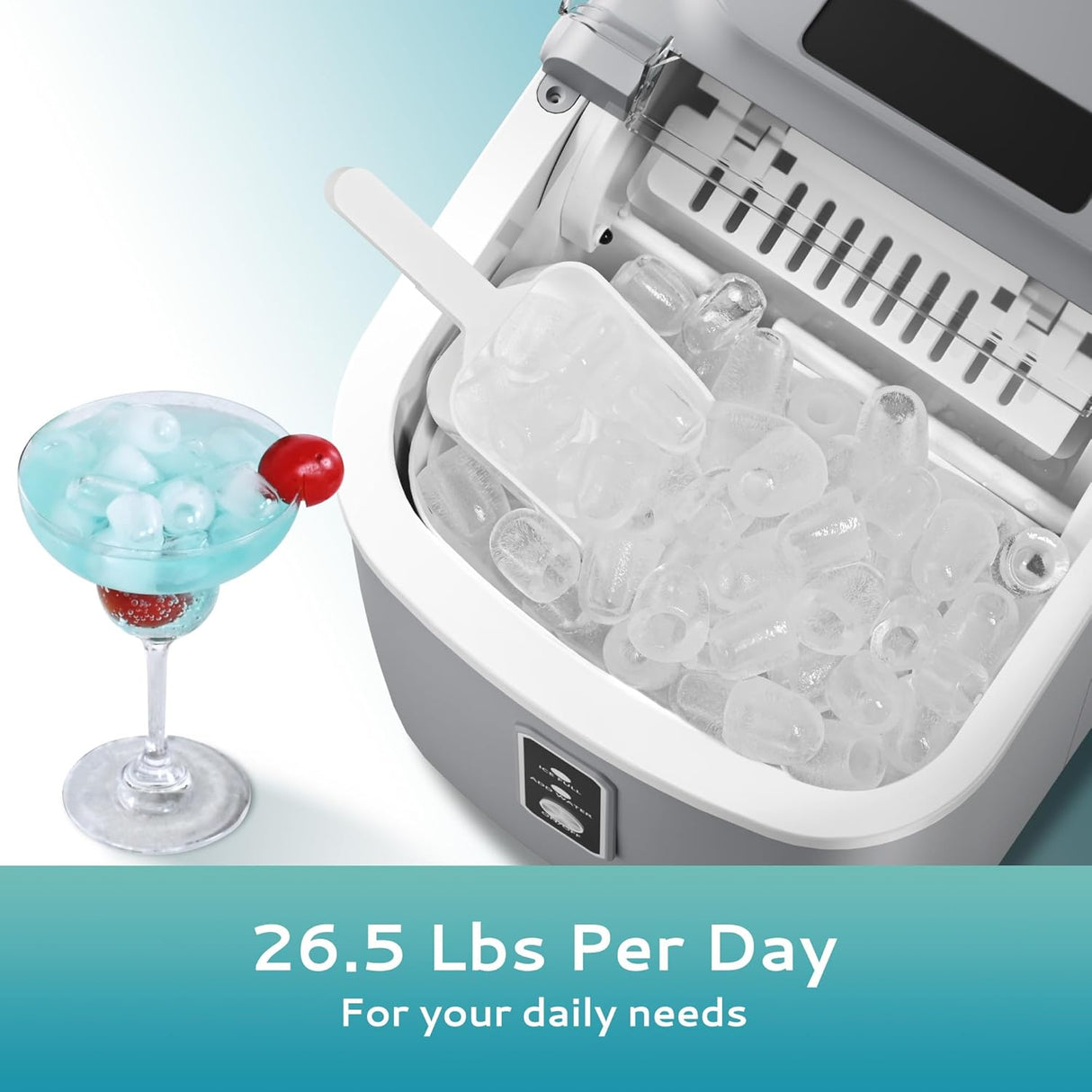 Máquina de Hielo EUHOMY, 26.5lbs/día, 9 Cubos en 6 Min.