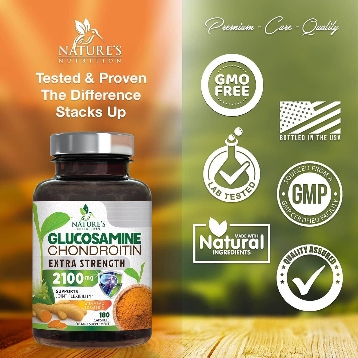 Suplemento Glucosamina condroitina con cúrcuma y MSM 180und