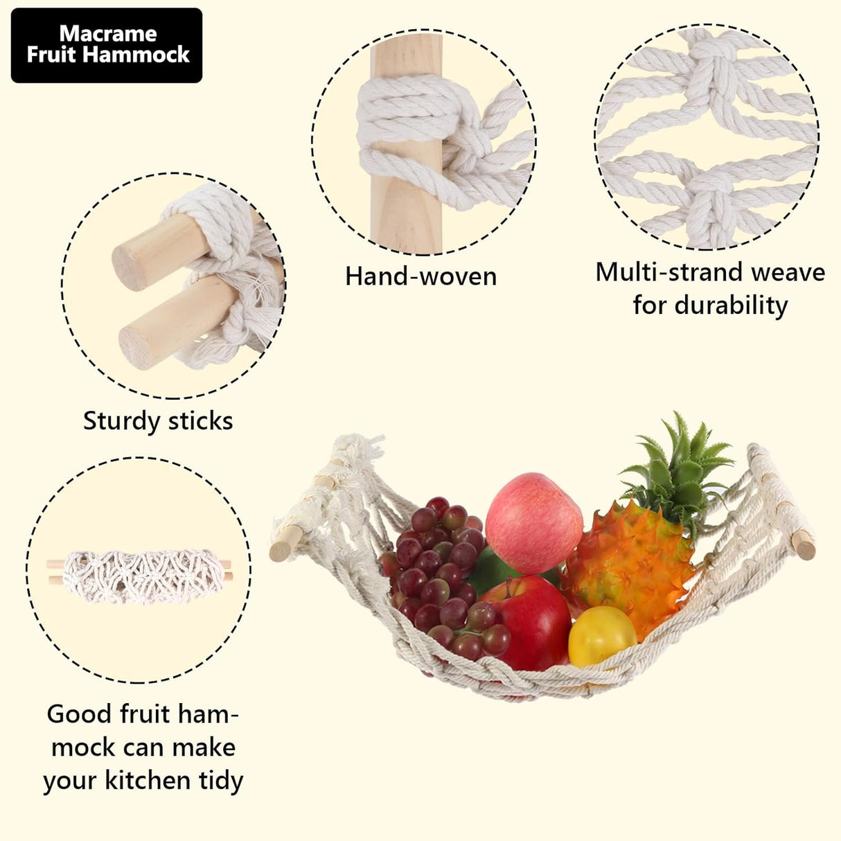 Hamaca Frutal Macramé - Cesta Colgante para Cocina - Modelo 4G
