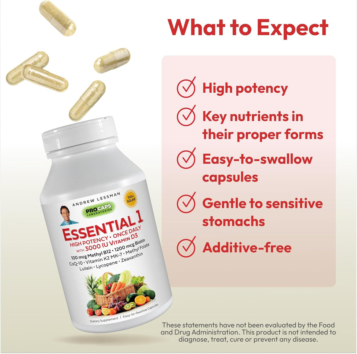 Multivitamina ANDREW LESSMAN Essential-1 30 Cápsulas 3000 IU