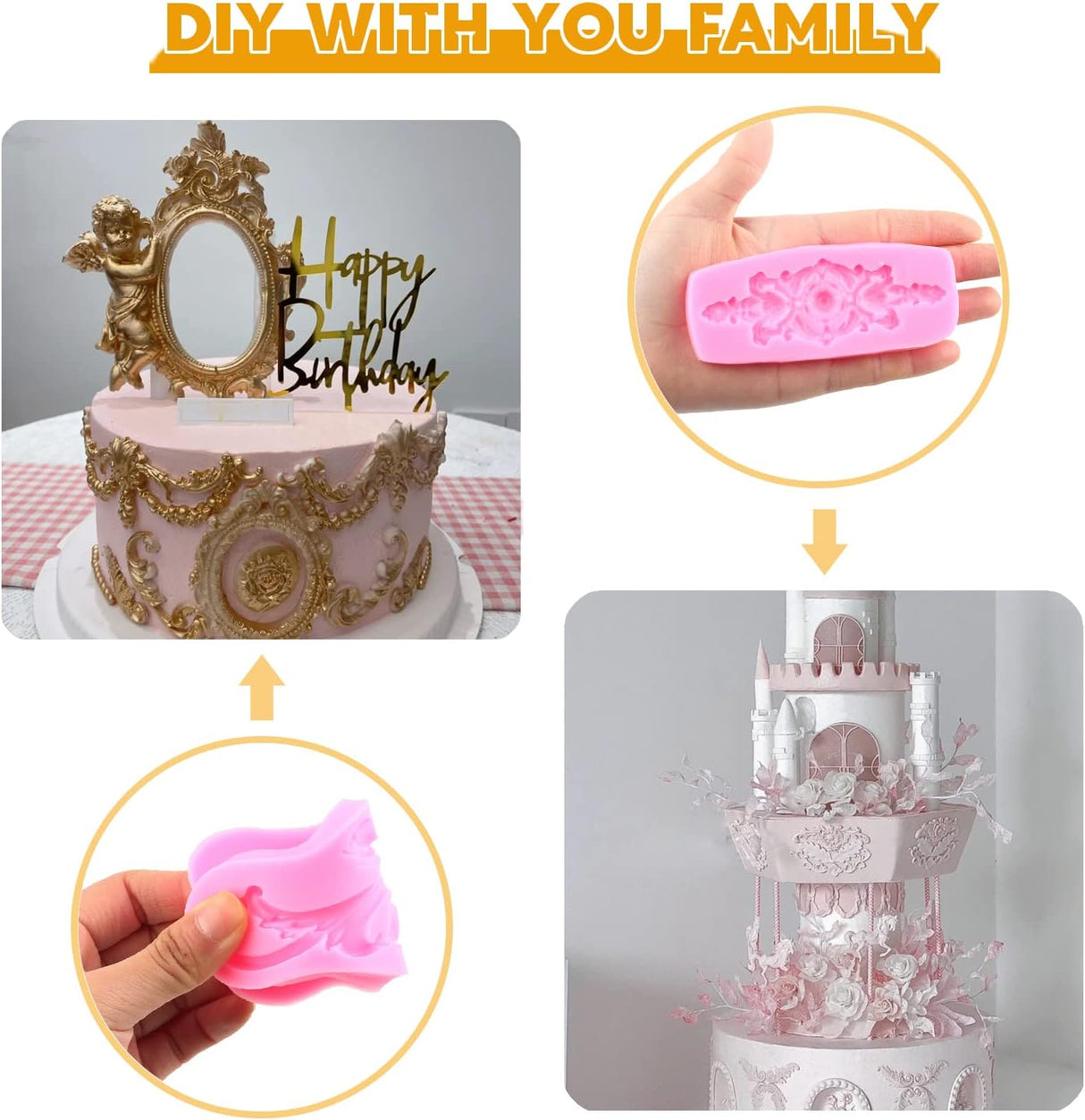 MYPRACS Moldes de fondant barrocos para fondant vintage