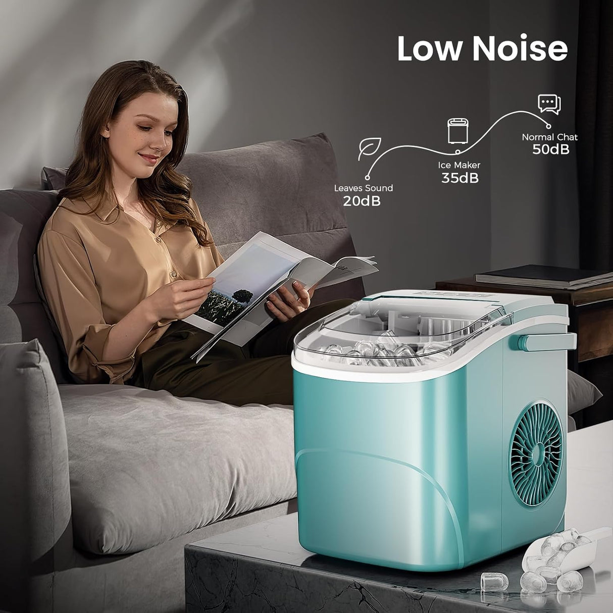 Máquina de Hielo AGLUCKY, 26.5Lbs/24H, 9 Cubos en 6 Min.