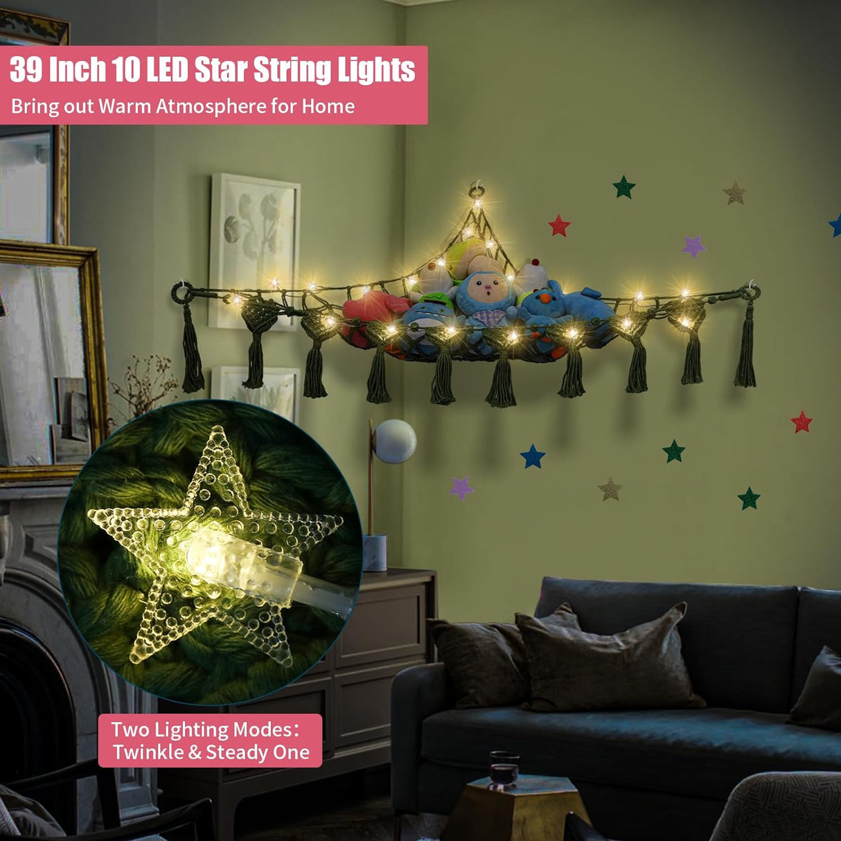 Hamaca de Almacenamiento de Peluches, Organizador Macramé Jumbo