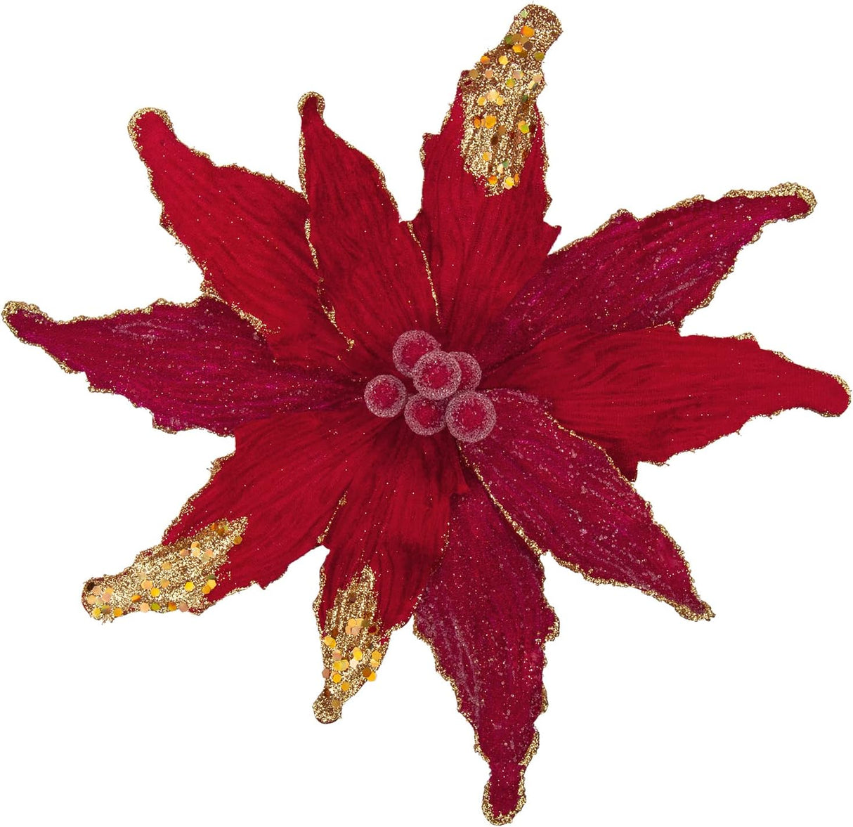 Flores Artificiales Briful 12'' Poinsettia para Decoración Navideña