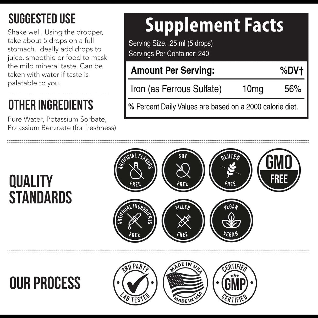 Suplemento iónico de hierro líquido (236 porciones)