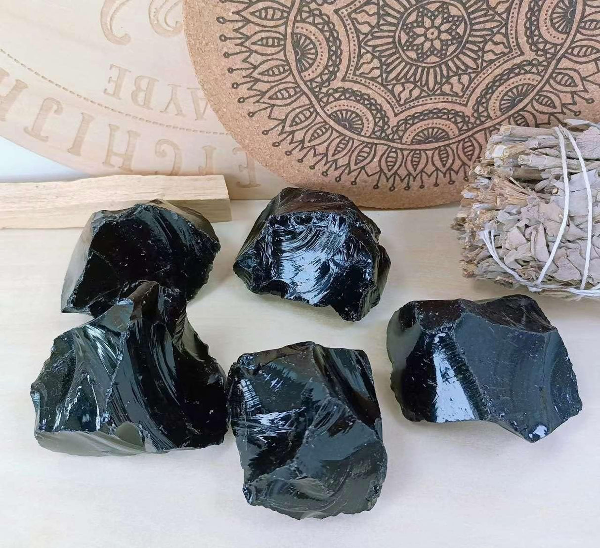 LAIDANLA Obsidiana negra de 2 pulgadas, piedras naturales