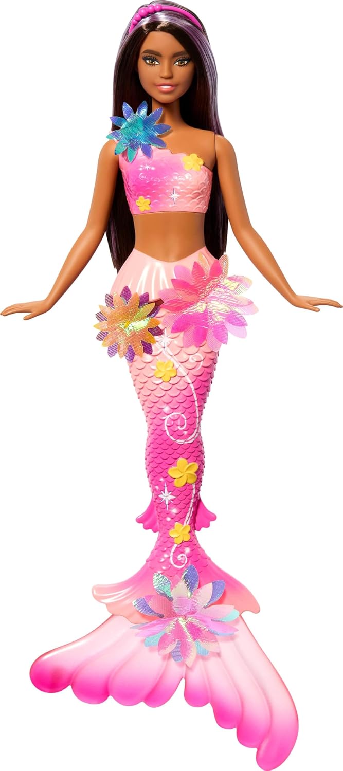 Barbie Muñeca Sirena con Flores Sorpresa, Cabello Largo
