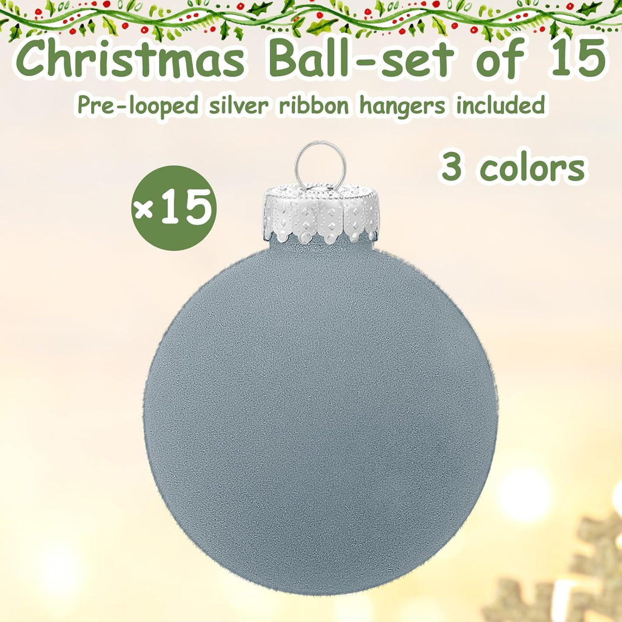 15 Pcs Adornos de Bolas de Navidad Flocked Liliful