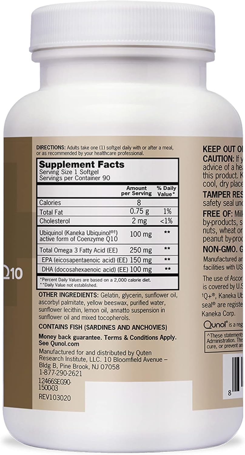 Ubiquinol CoQ10 100 mg con Omega 3, Salud Cardíaca, 90 Uds