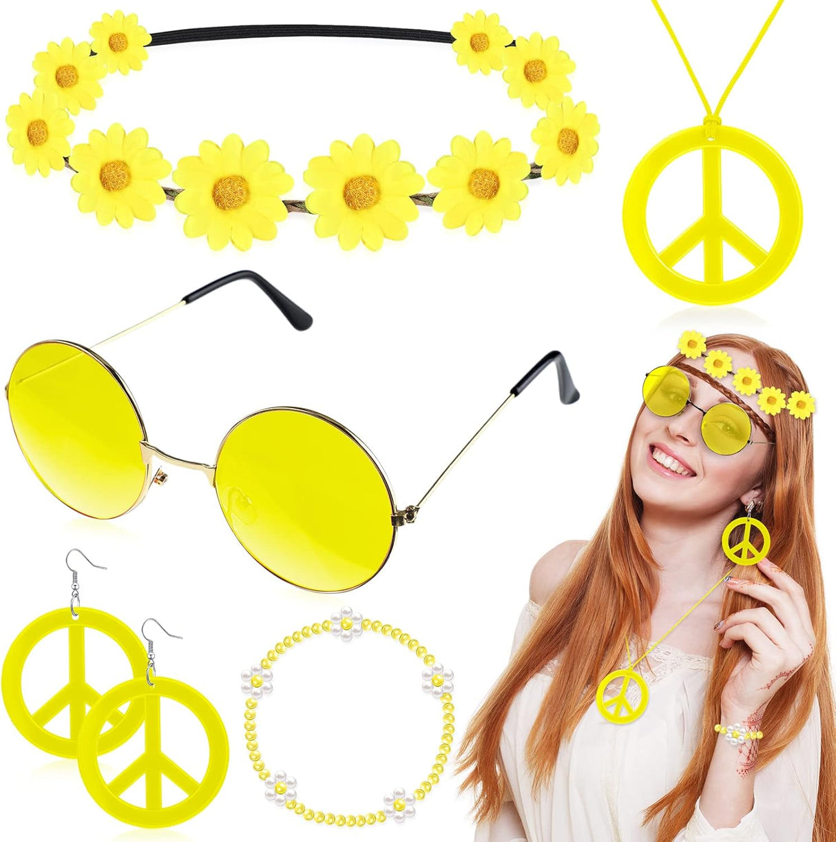 Set de Accesorios Hippie Boho 6 Pcs para Fiesta Retro