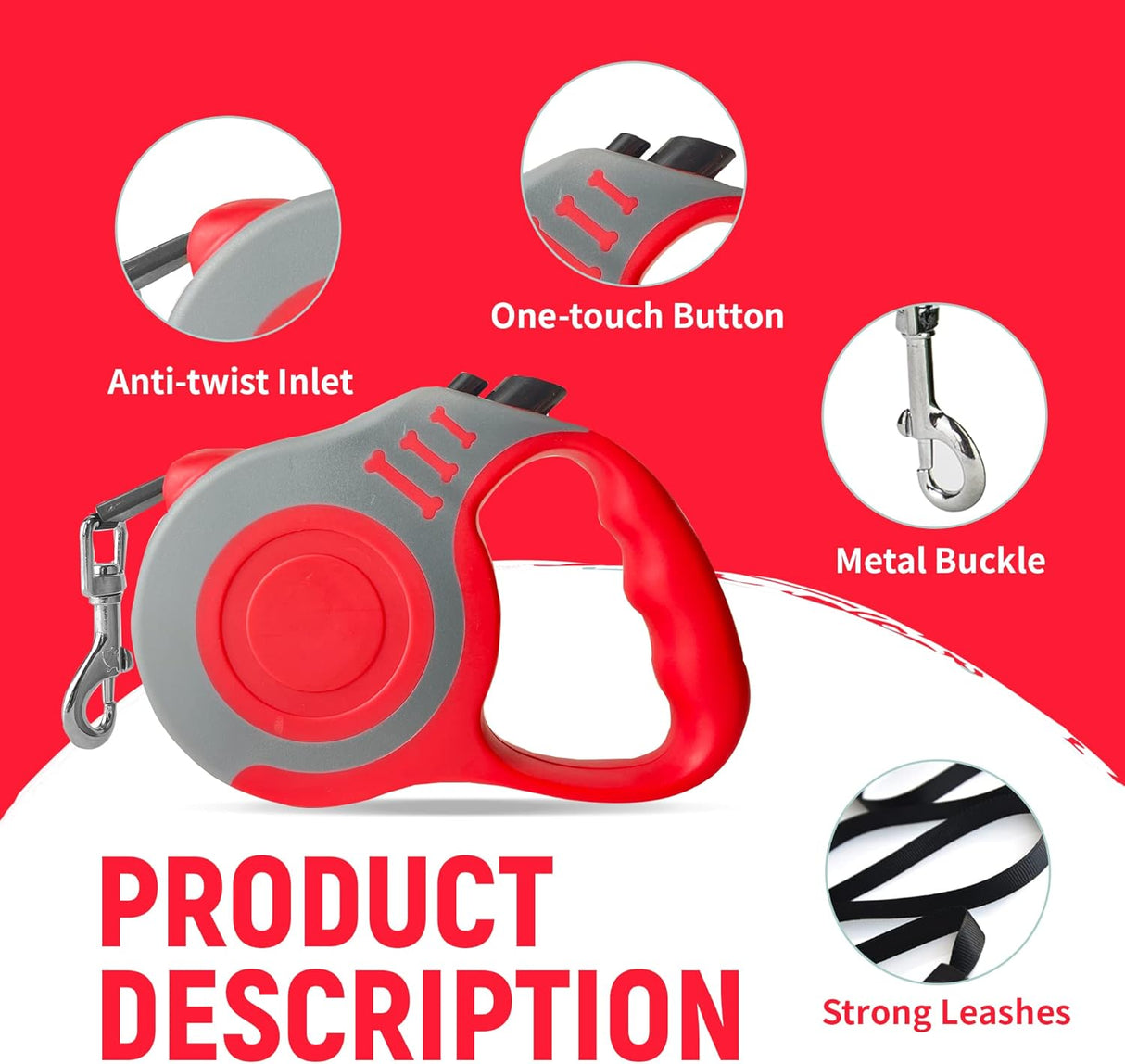 Correa Retráctil Automática con Accesorios para Perros