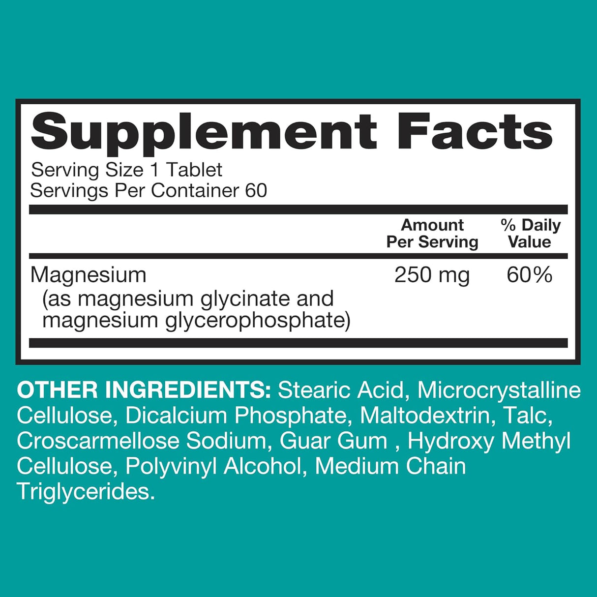 Suplemento de Magnesio Qunol, 250mg, 60 Cápsulas