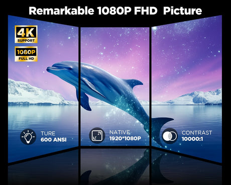 Proyector DBPOWER 4K, 5G WiFi, Bluetooth, 600ANSI, 1080P