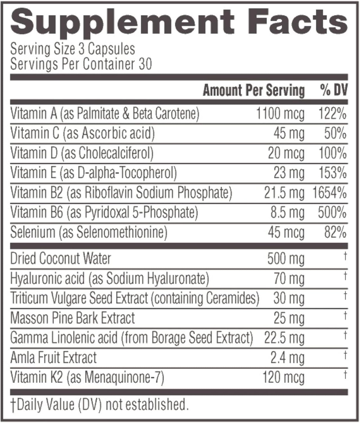 Suplemento dietético hidratador de la piel Glow