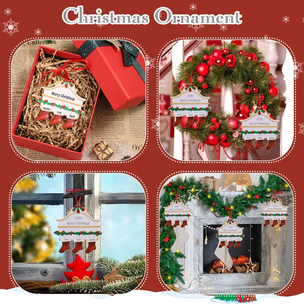 Adornos Navideños Personalizados 2024 - 3 Nombres para Familia