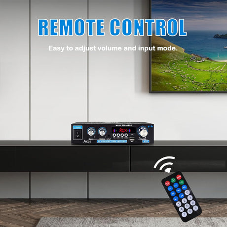 Amplificador Estéreo Bluetooth 5.0 200W con Control de Graves y Agudos AK35