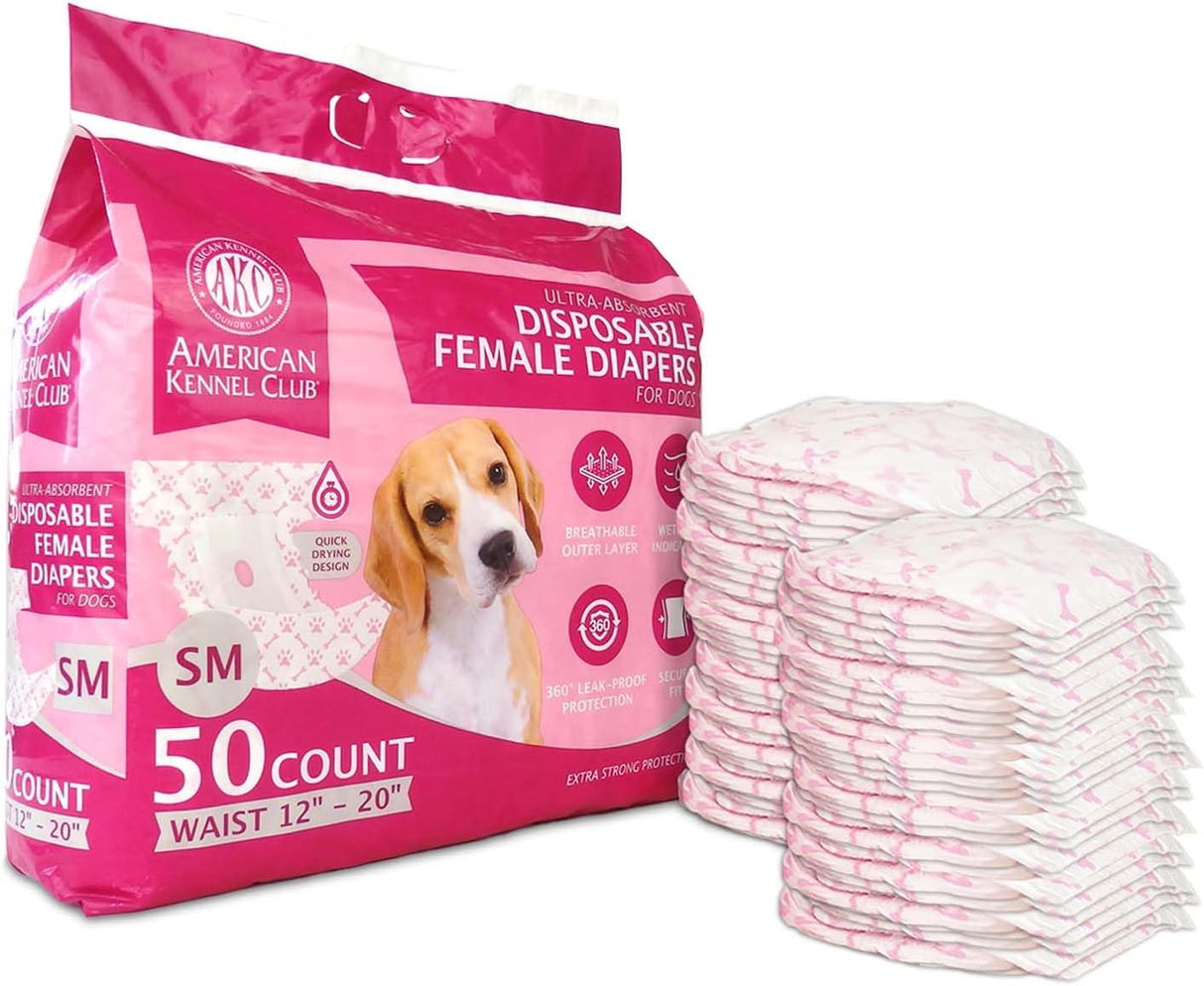 American Kennel Club Pañales desechables con indicador de humedad, talla S, 50 unidades