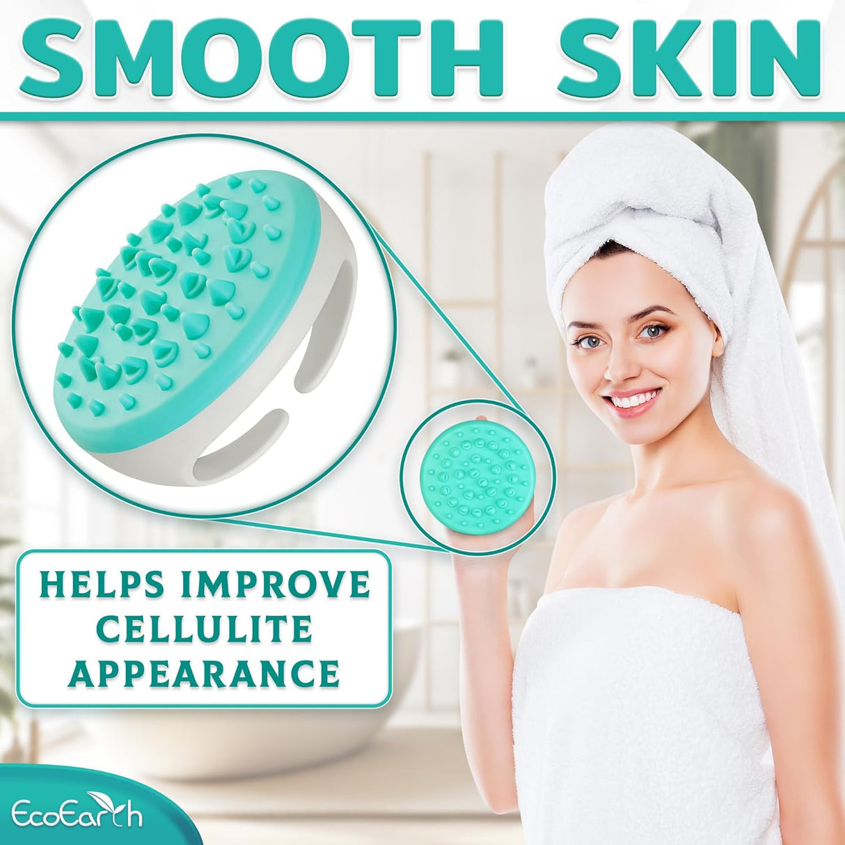 EcoEarth Kit de Masaje 3 en 1 - Rodillo, Scrubber y Masajeador