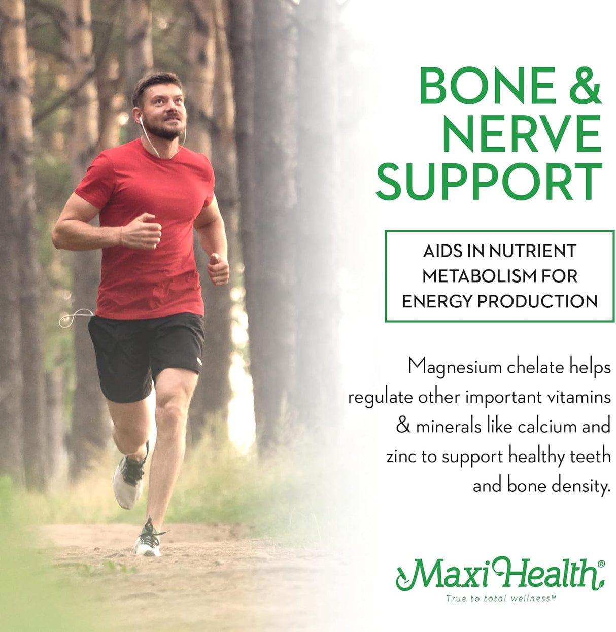 Suplemento de Magnesio Maxi Health - Energía, Músculos y Huesos - 90 cápsulas